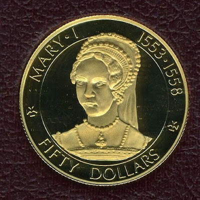Cayman Islands 50 dollars Proof gold coins Queens of England QUEEN MARY