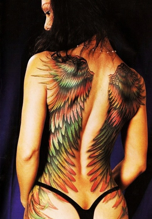 The wings may signify nothing more than appreciation for beautiful tattoo 