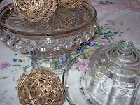 Pressed Glass Cake Stand and Covered Cheese Dish