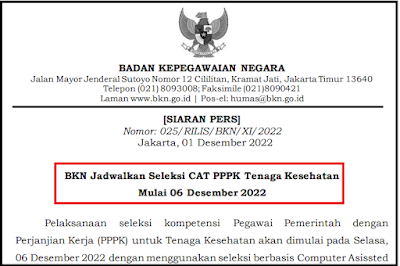 Info Seleksi Kompetensi PPPK Tenaga Kesehatan Dimulai 6 Desember, Cek Jadwalnya di Sini