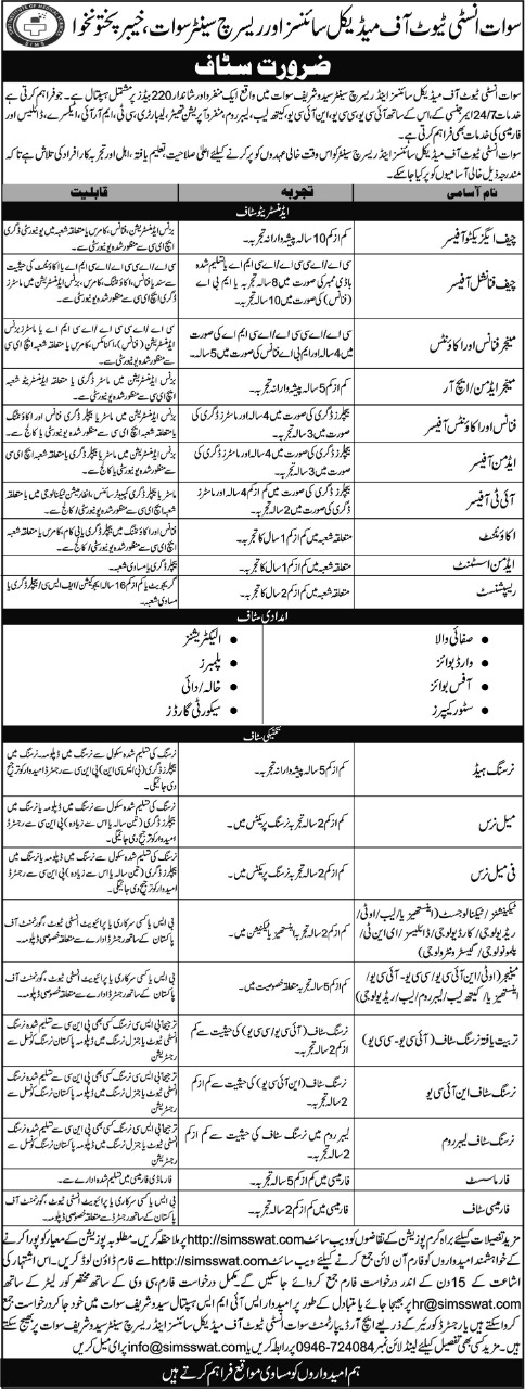 Jobs in Swat Institute of Medical Sciences and Research Centre 2021