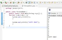 Eclipse IDE-Java program to count down 10 times and print HAPPY ONAM on the screen