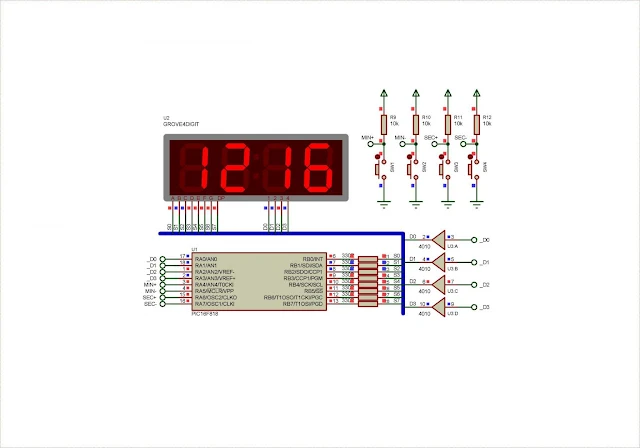 PIC16F818 Simple Clock Using Multiplexing Display