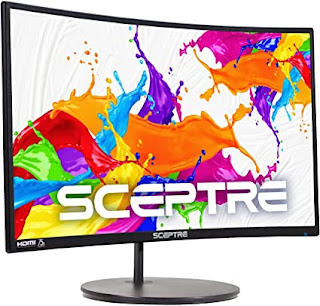 Sceptre Curved 24" Gaming Monitor 75Hz HDMIx2 VGA 98% sRGB R1500 Build-in Speakers, Machine Black 2022 (C249W-1920RN Series)