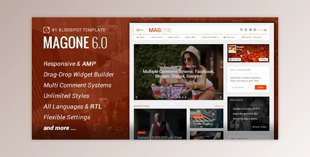 MagOne - Responsive News & Magazine Blogger premium Template free download