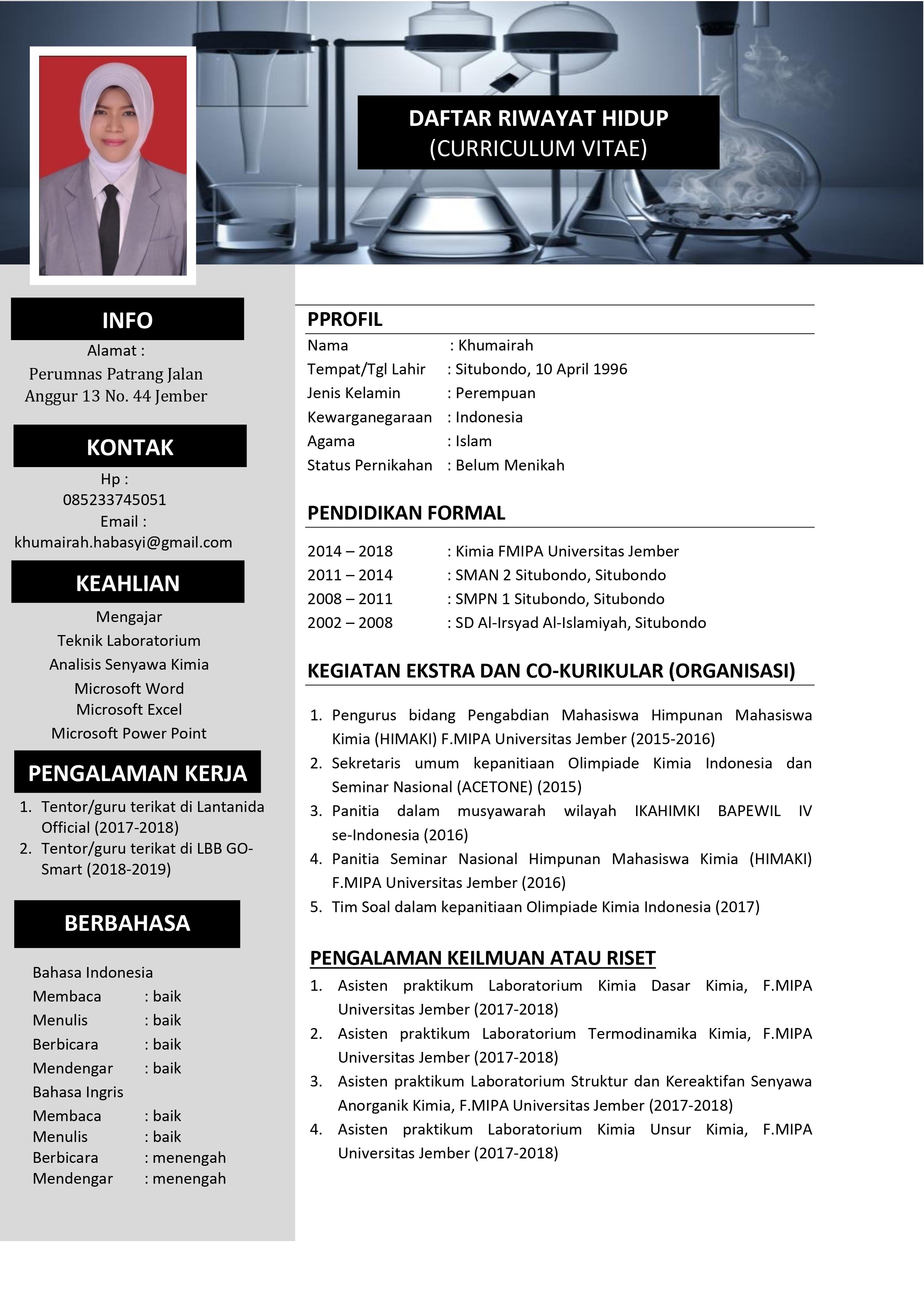 10+ Contoh CV (Curriculum Vitae) Daftar Riwayat Hidup