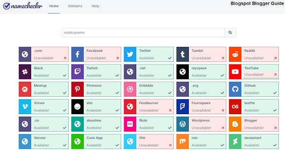 It is a good idea to check the availability of your chosen Blogger blog name on social media with Namechecker in case it is not available before you create a blog on Blogger