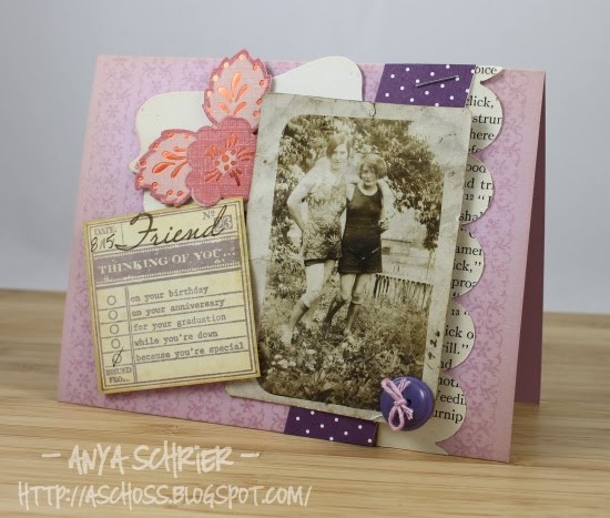 The background was stamped with the fancy border stamp from Very Vintage