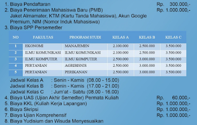 biaya pendidikan universitas sumatera selatan