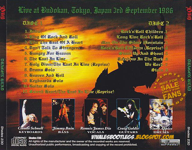 Viva Les Bootlegs Dio Dragon Head Budokan Tokyo Japan