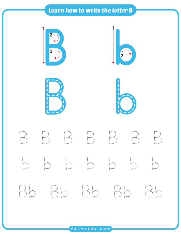 اوراق عمل لتعليم الحروف الانجليزية للاطفال - حرف B
