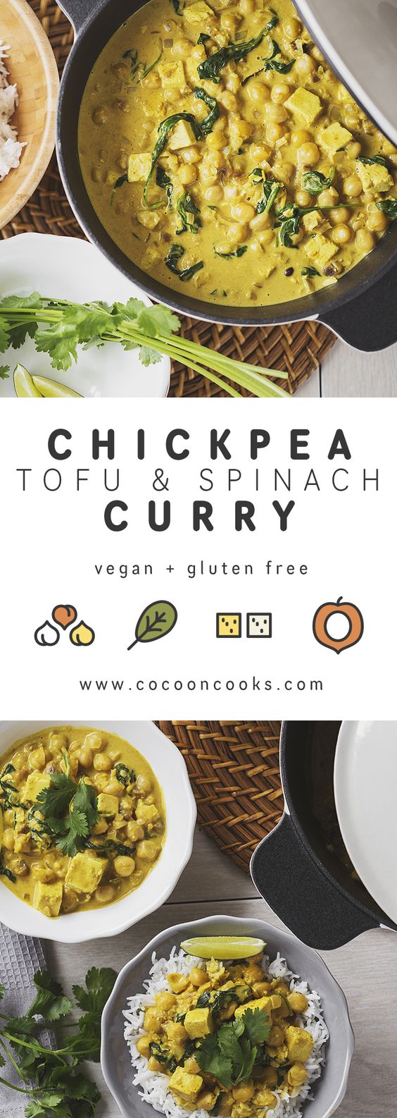 A quick and easy to make chickpea, tofu and spinach curry that will warm you up and impress your friends and family! #vegan #healthy #indian #recipe