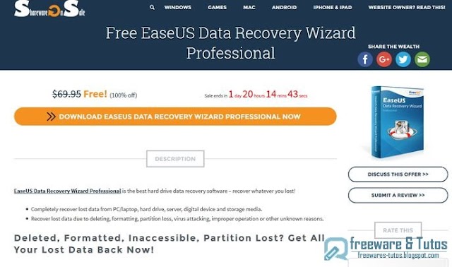 Offre promotionnelle : EaseUS Data Recovery Wizard Pro gratuit !