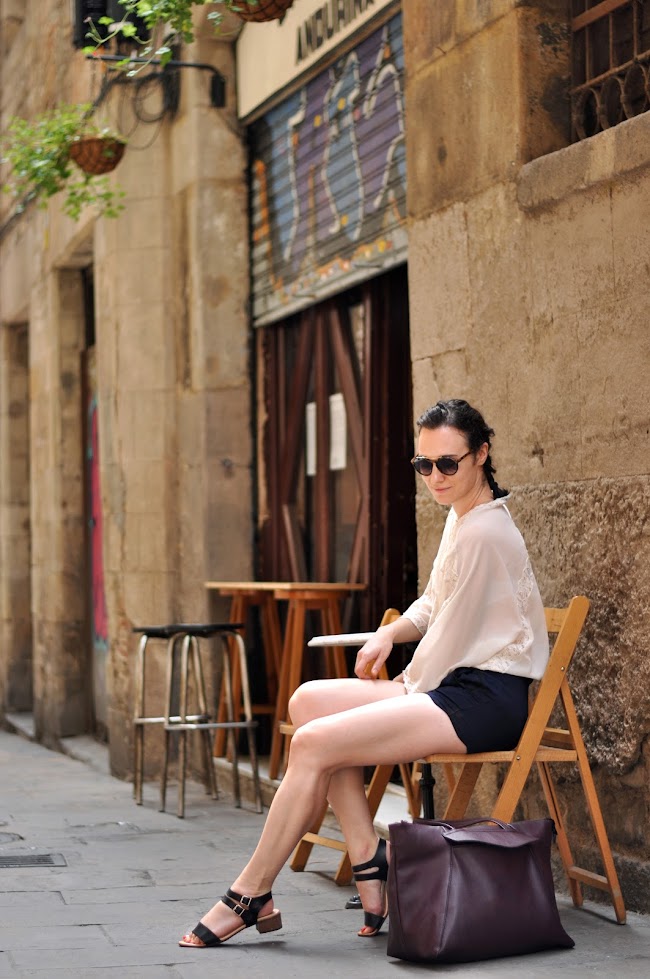 Mango lace blouse Barcelona Gothic