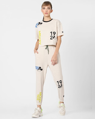 Mickey Mouse Graphic Print Sweatshirt & Jogger Co-ord Set