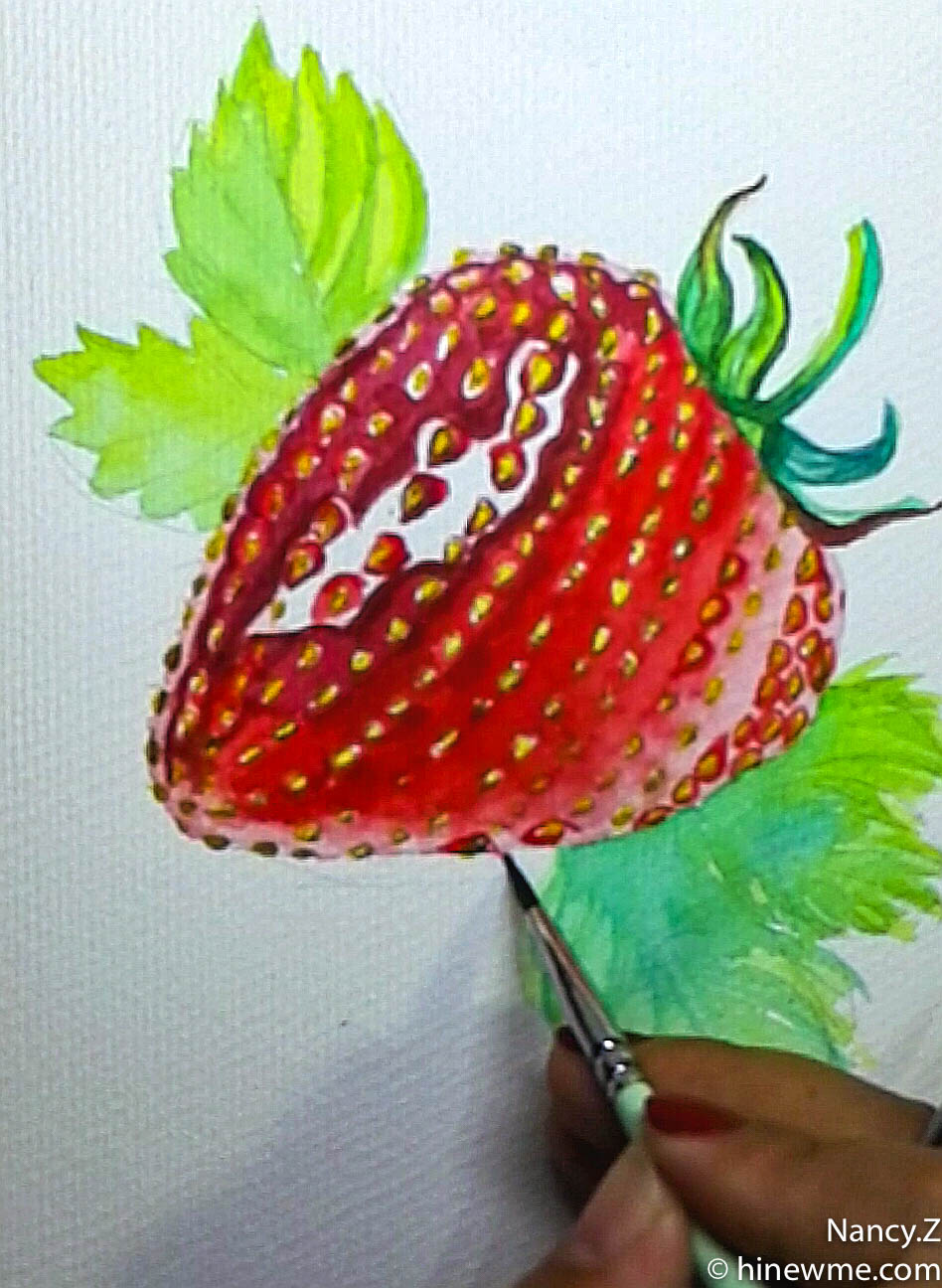 How to Paint Watercolor strawberry step by step