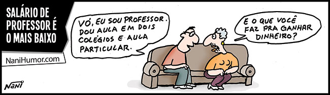 Tiras: Salário de professor é o mais baixo