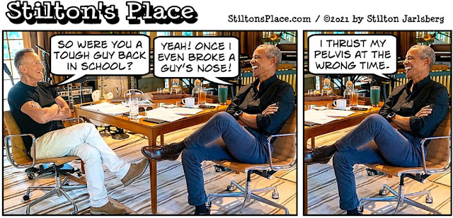 stilton’s place, stilton, political, humor, conservative, cartoons, jokes, hope n’ change, springsteen, obama, broken nose, podcast