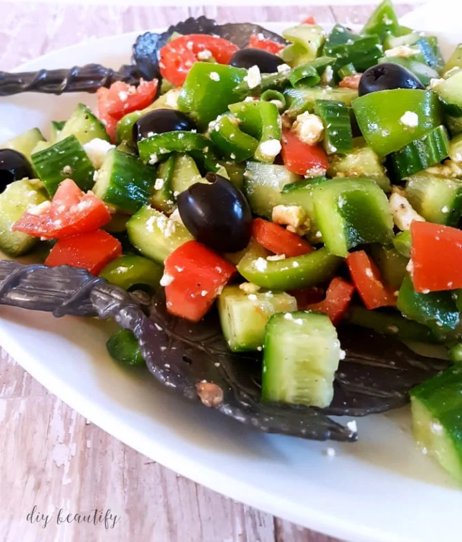 greek salad with olives and feta