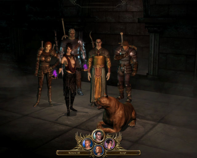 Dragon Age Origins party select screen