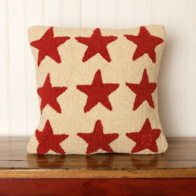 hudson goods vintage style red cream star stars country pillow