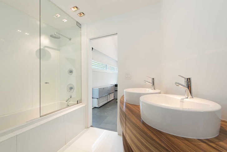 Two sink bathroom in Modern mansion in Miami