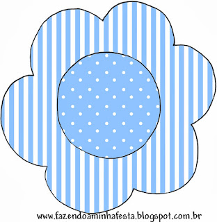 Celeste con Lunares y Rayas Blancas: Wrappers y Toppers para Cupcakes para Imprimir Gratis.