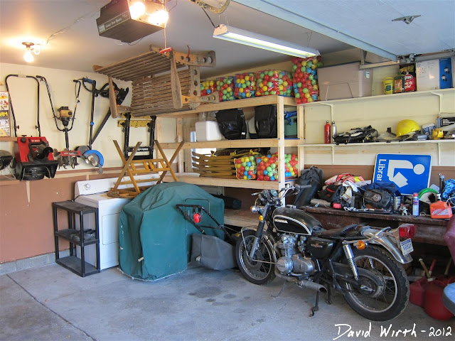 garage shelf, hang from wall, ceiling, storage, space, inch