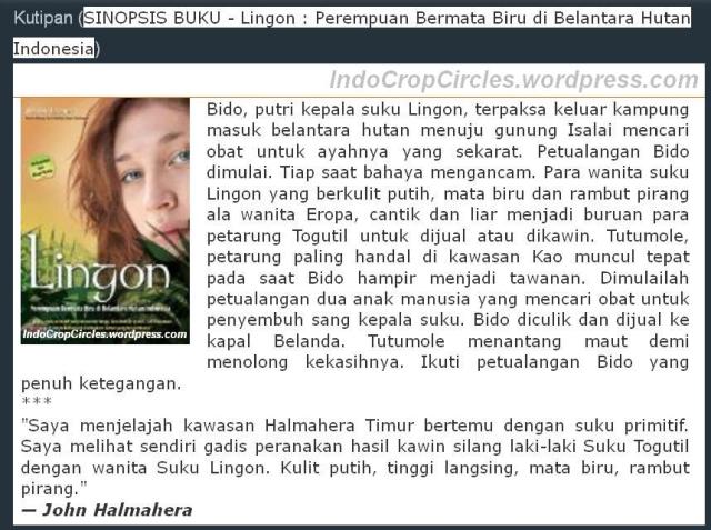 Sinopsis Buku Lingon : Perempuan Bermata Biru di Belantara Hutan Indonesia