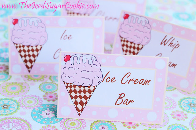 Ice Cream Birthday Party Food Tent Cards- Ice Cream Social, Ice Cream Bar, Whip Cream- Free Printable Cutouts