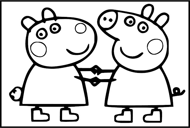 Peppa Pig and Suzy Sheep Coloring Pages