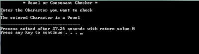 Write a program that inputs a character from the user and checks whether it is a vowel or consonant