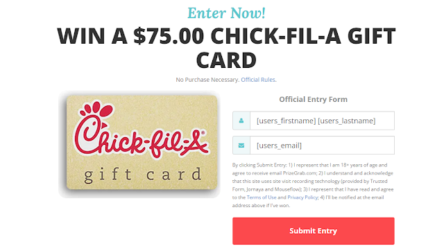 Prize Grab - Win $75 Chick-Fil-A Gift Card