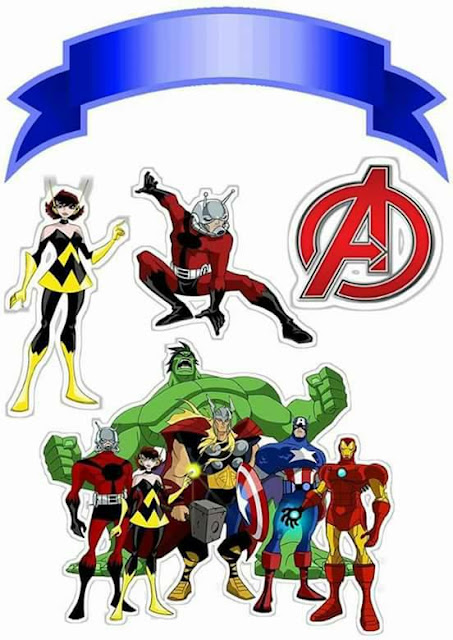 Avengers: Free Printable Cake Toppers.