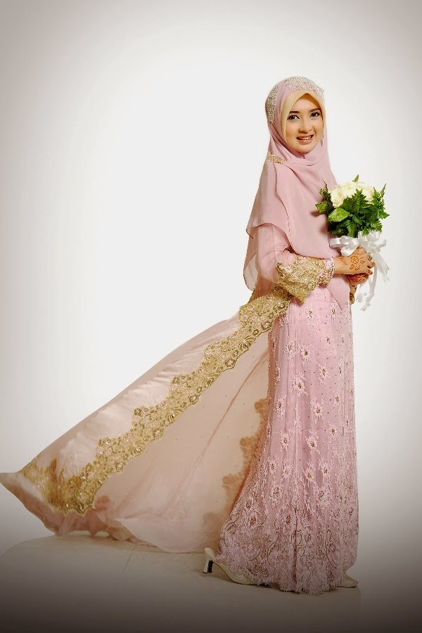 20 Contoh  Model  Baju Pengantin  Muslim Pink Kumpulan 