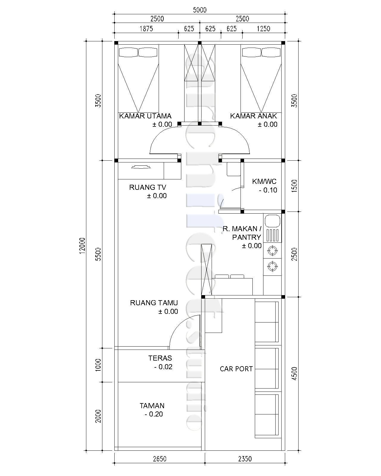 Gambar Desain  Rumah  Minimalis  1 Lantai  Ukuran  5x12  Terbaru 