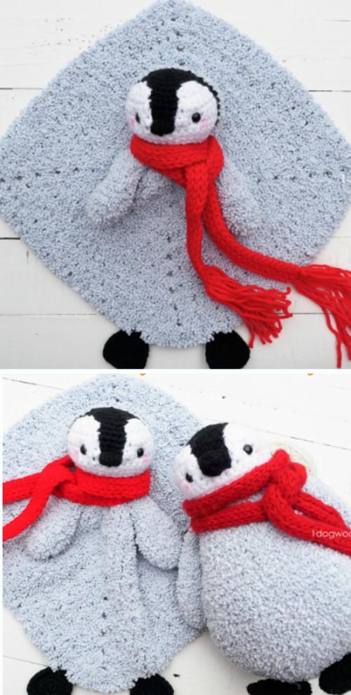 Baby Penguin Crochet Lovey Security Blanket - Free Pattern 