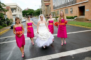 Hot pink bridesmaid dresses