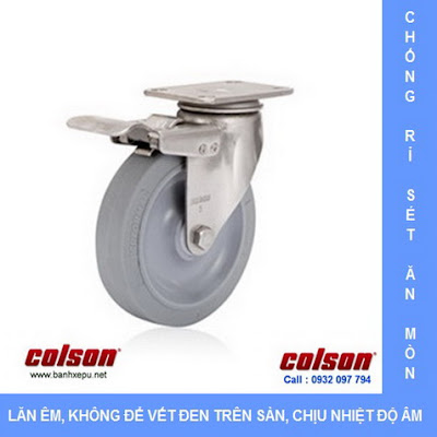 Bánh xe cao su càng bánh xe đẩy inox | 2-4456-444-BRK4 | banhxepu.net