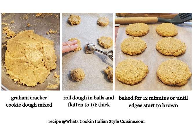 making cheesecake cookie steps in a collage