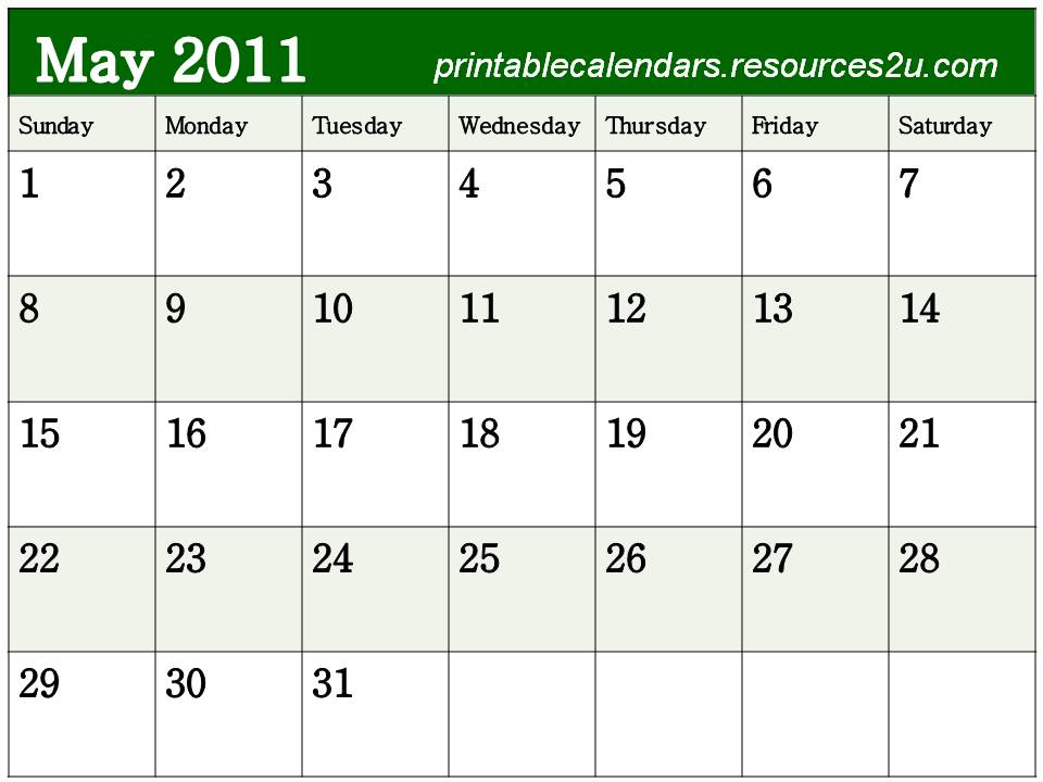 may calendar 2011 printable. May 2011 Calendar to print