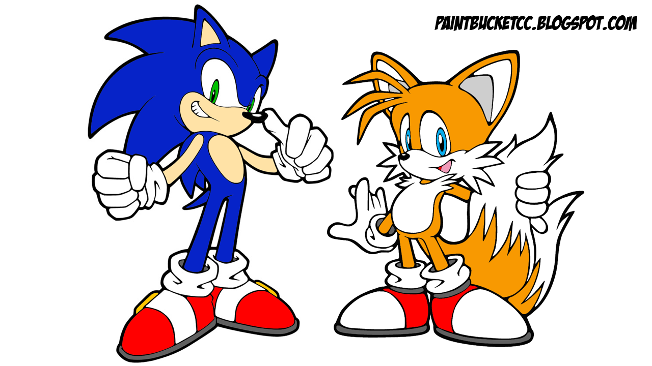 Download Paint Bucket Coloring Pages and Pixel Art: Sonic the Hedgehog and Tails Coloring Page and Clip Art