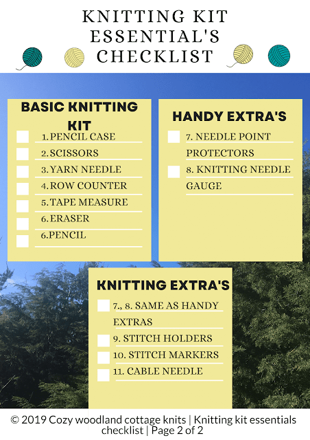 knitting kit essentials checklist yellow