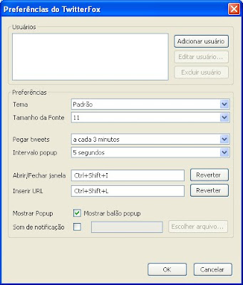 Configurações Twitter Fox