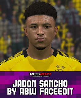 PES 2017 Faces Jadon Sancho by ABW_FaceEdit