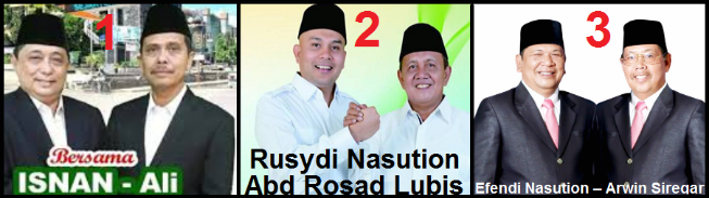 Tiga pasangan calon walikota dan wakil walikota Kota Padang Sidempuan 2018