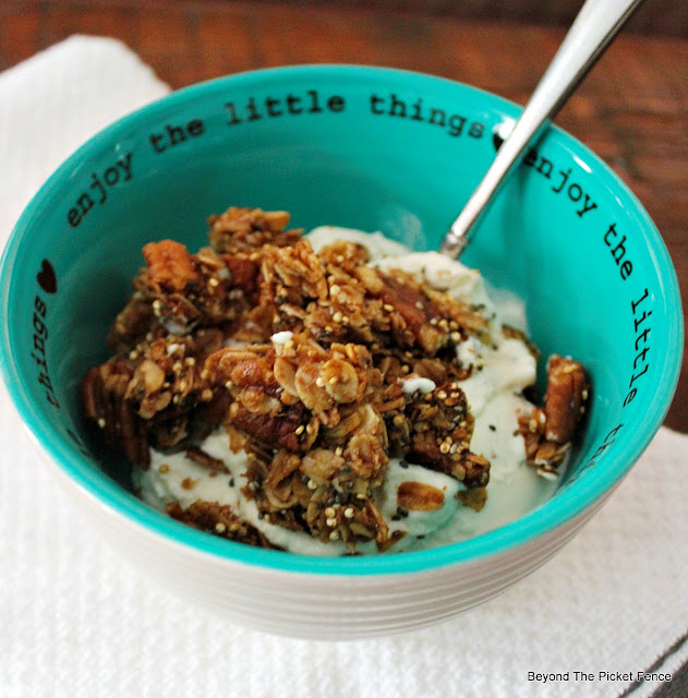 Foodie Friday, Protein Packed, Gluten Free Granola, http://bec4-beyondthepicketfence.blogspot.com/2016/02/foodie-friday-protein-packed-gluten.html