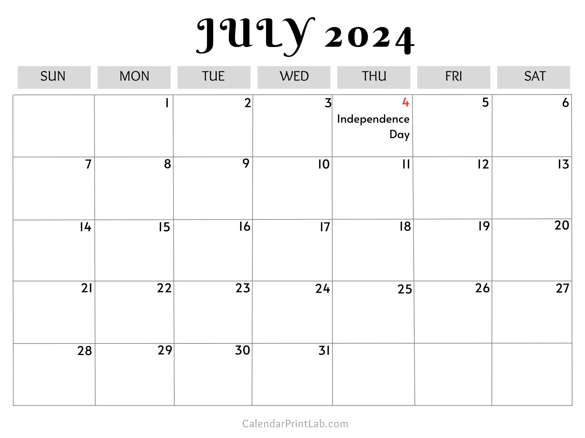 July 2024 Calendar with Holidays