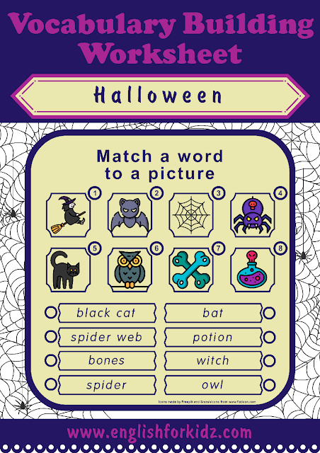 Free Halloween worksheets - printables for ESL and EFL teachers