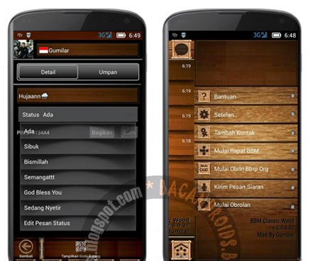 BBM mod Tema wood kayu keren terbaru sudah ada musik status